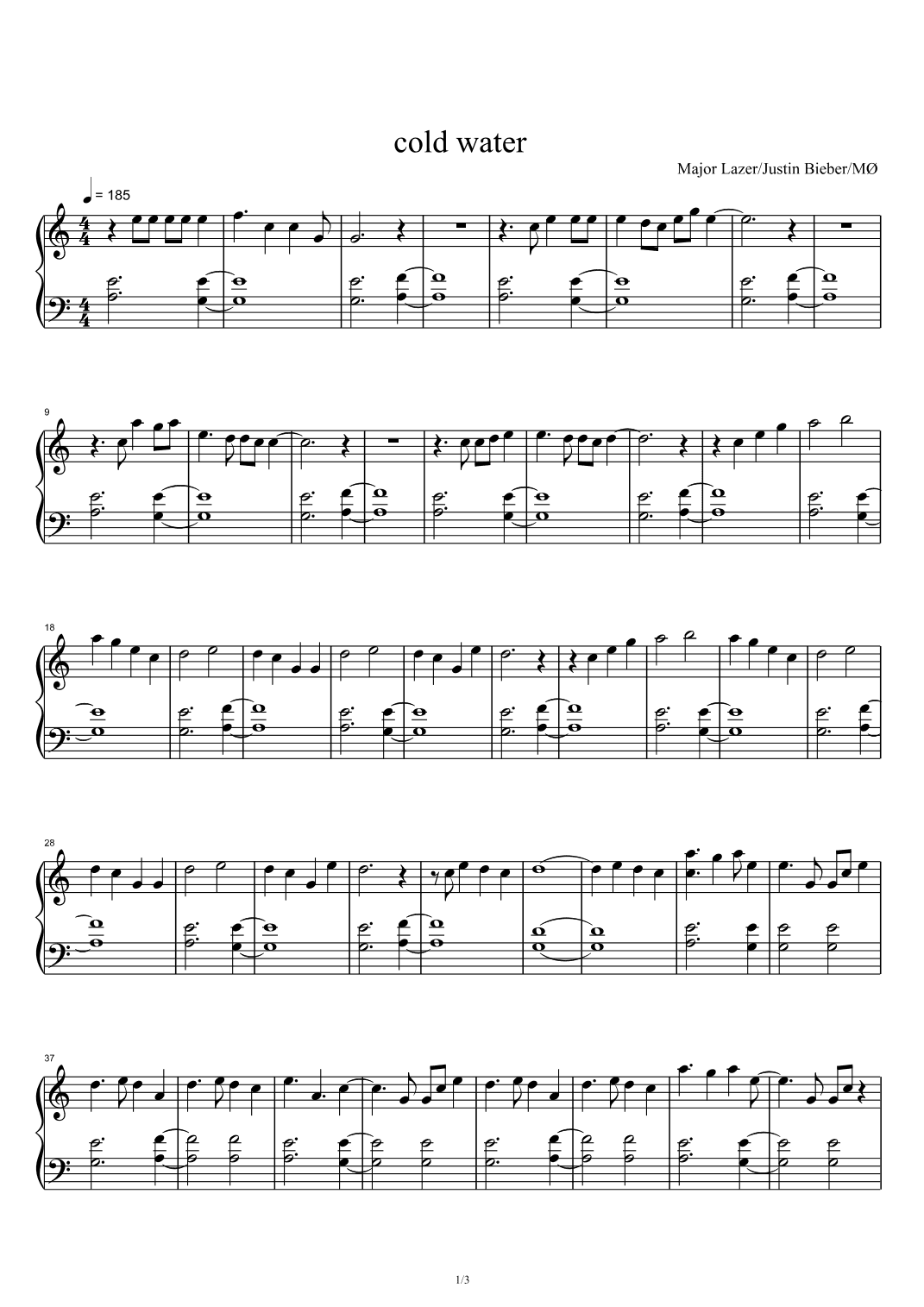 Cold Water (arr. Major Lazer feat. Justin Bieber and MØ)