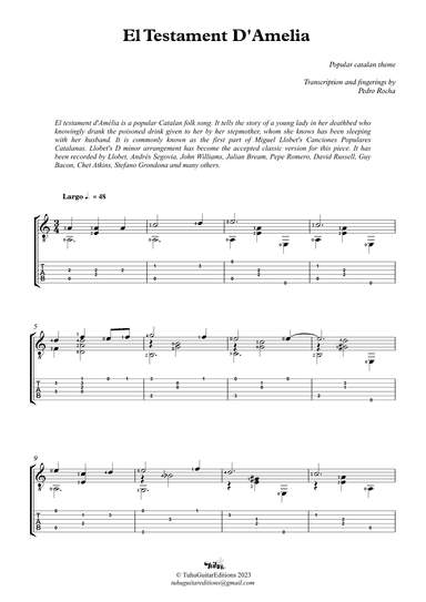 El testament d'Amelia (arr. Pedro Rocha)