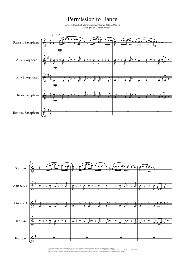 Permission To Dance (arr. Matthew pyeon)