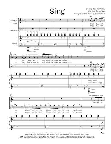 Sing (arr. Evan C. Paul)