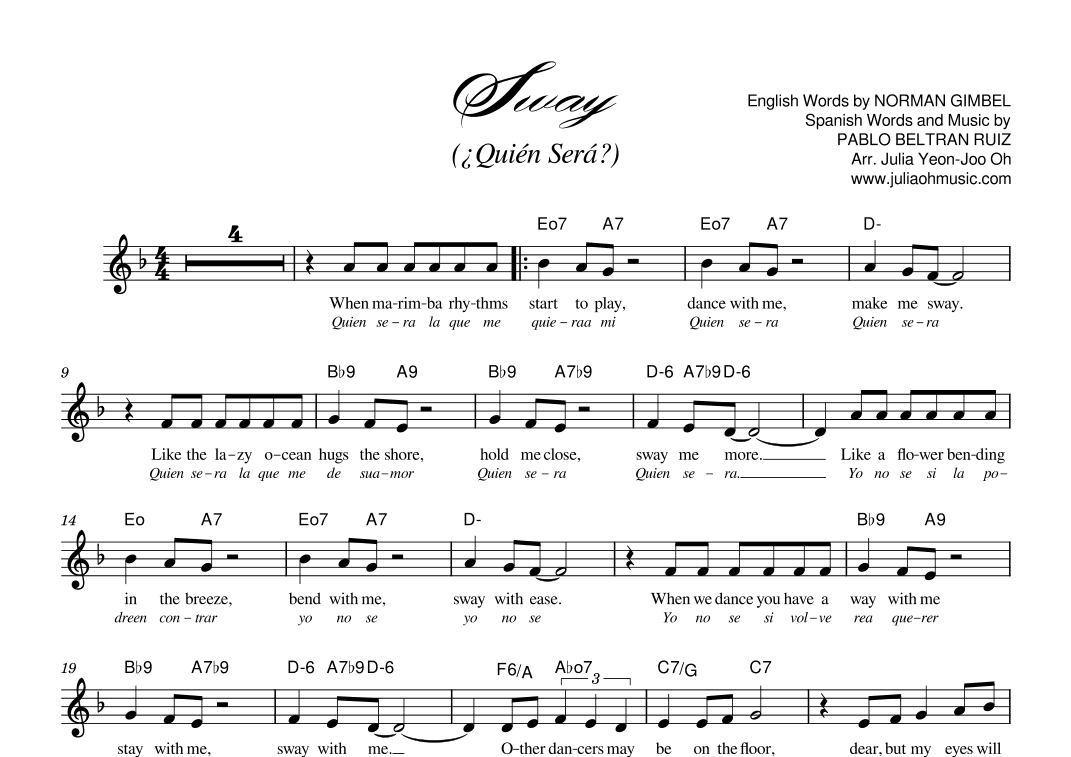 Sway (quien Sera) (arr. JULIA OH MUSIC | Julia Yeon-Joo Oh)