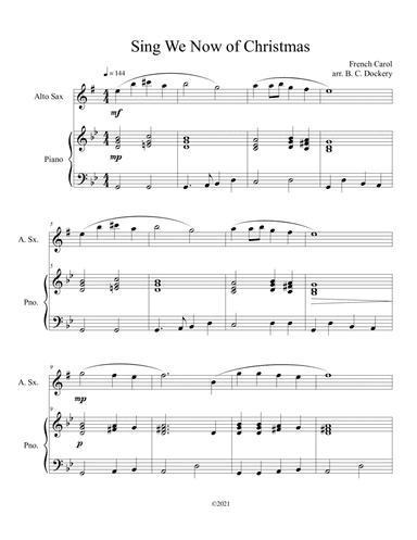 Sing We Now of Christmas (Alto Sax Solo with Piano Accompaniment) (arr. B. C. Dockery)