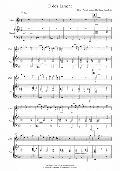 Dido's Lament for Zither and Piano (arr. David Burndrett)