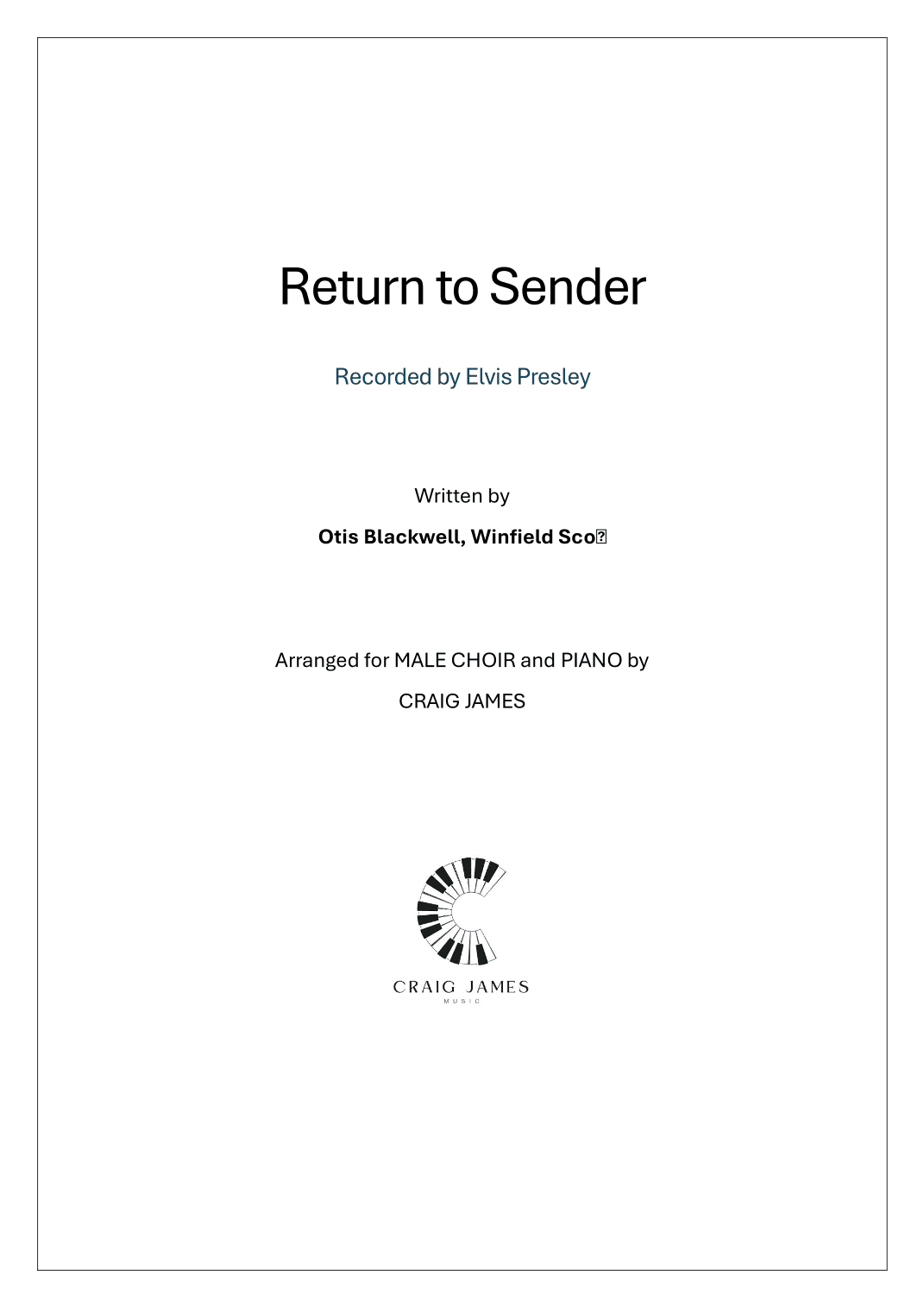 Return To Sender (arr. Craig James)