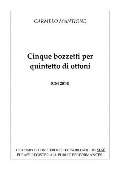 Cinque bozzetti per quintetto di ottoni CM2014