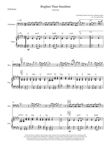 Brighter Than Sunshine (arr. Fernando Britto)