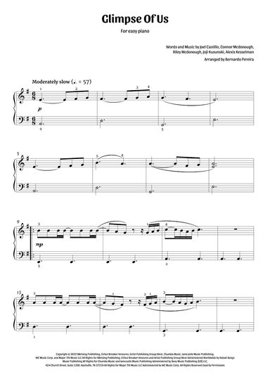 Glimpse Of Us (arr. Bernardo Pereira)