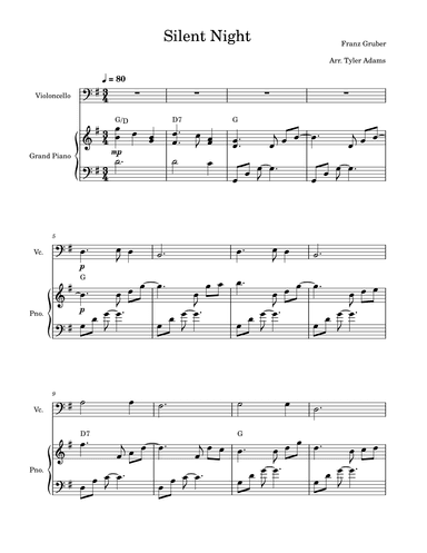 Silent Night (Cello Solo with Piano) (arr. Tyler Adams)