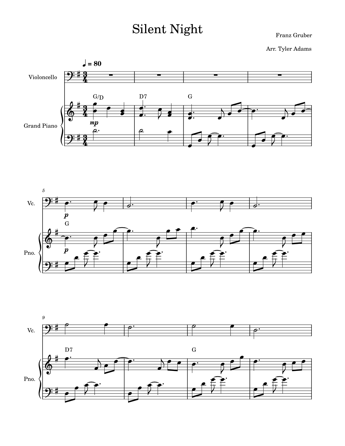 Silent Night (Cello Solo with Piano) (arr. Tyler Adams)