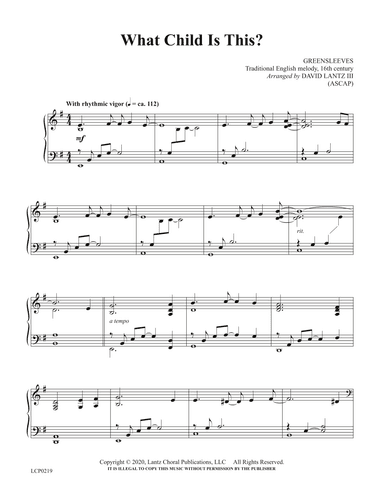 What Child is This? (arr. David Lantz III)