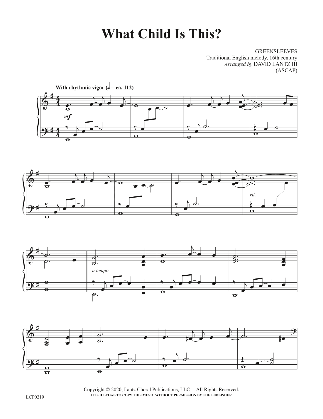 What Child is This? (arr. David Lantz III)