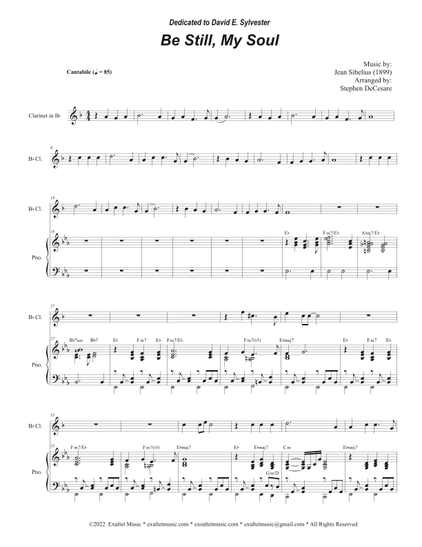 Be Still, My Soul (Bb-Clarinet solo and Piano) (arr. Stephen DeCesare)