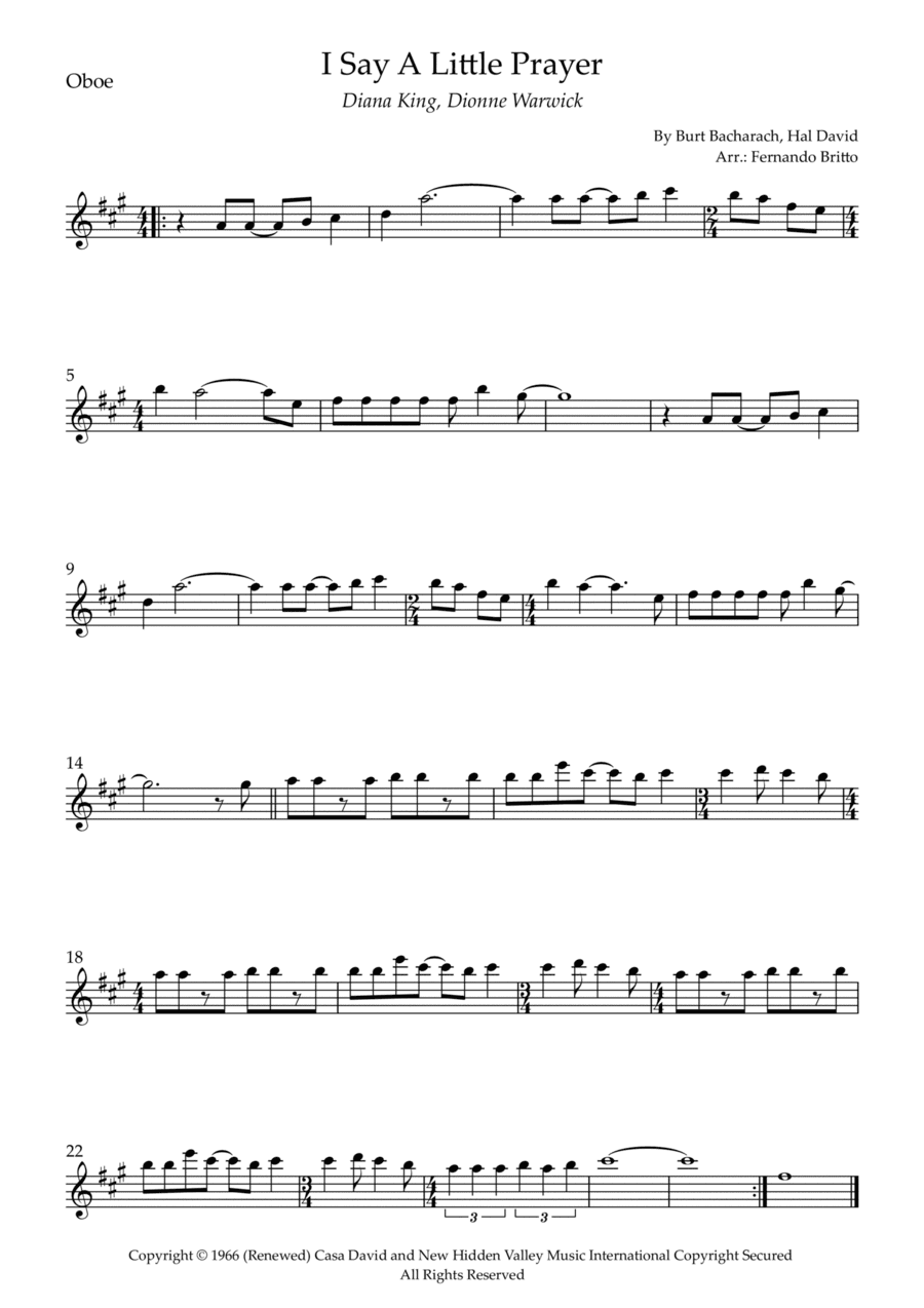 I Say A Little Prayer (arr. Fernando Britto)