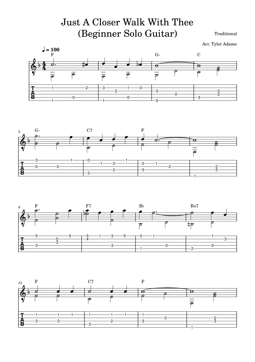 Just A Closer Walk With Thee (Beginner Solo Guitar) (arr. Tyler Adams)