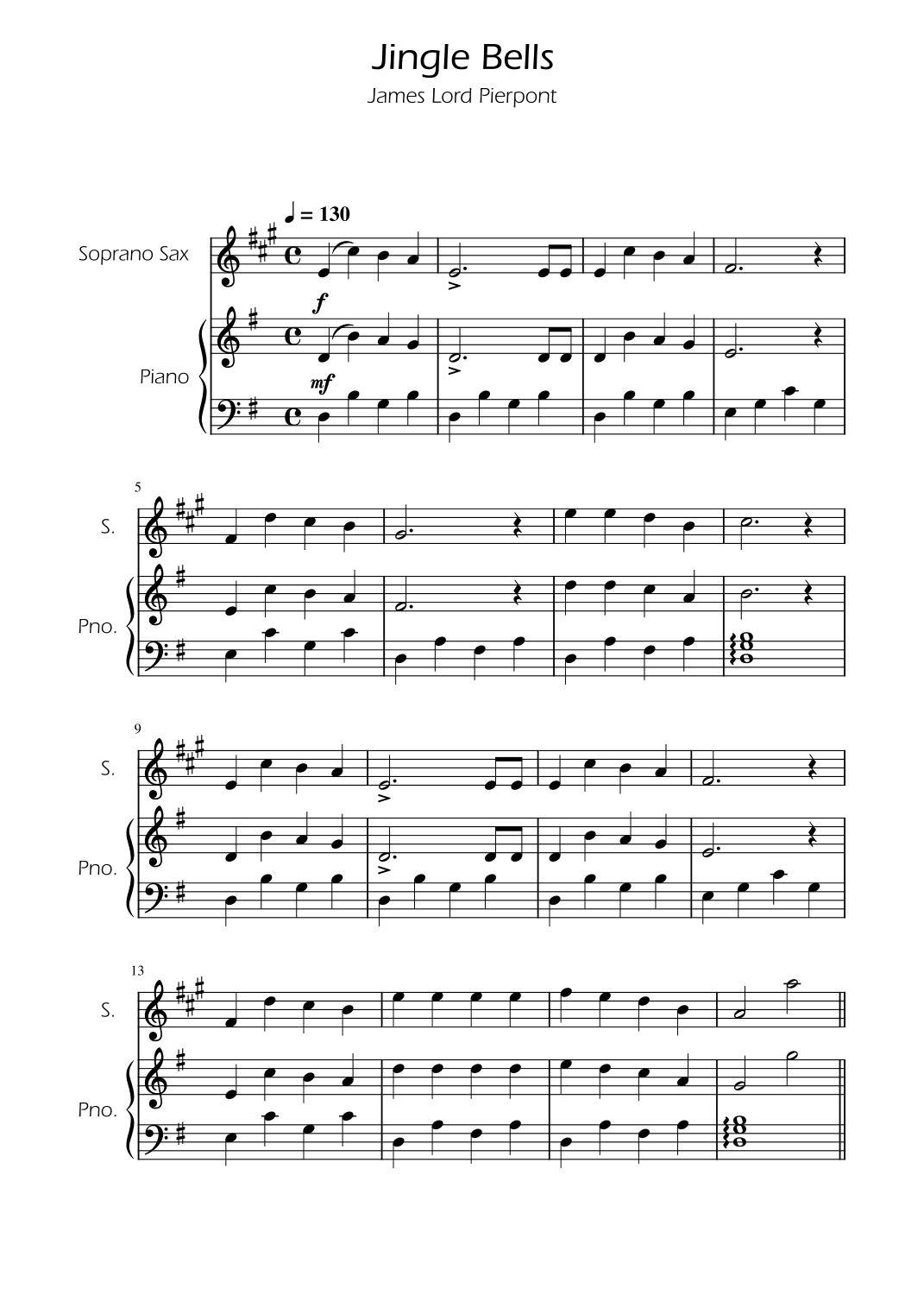 Jingle Bells - Soprano Sax w/ Piano (arr. Ygor Nunes)