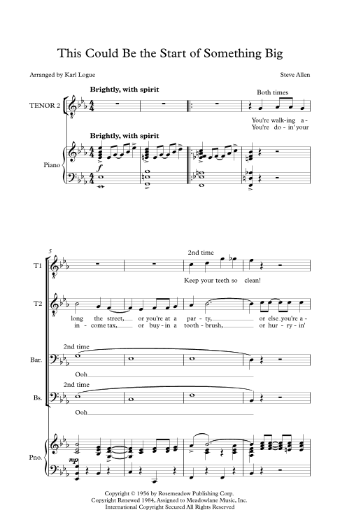 This Could Be The Start Of Something Big (arr. Karl Logue)