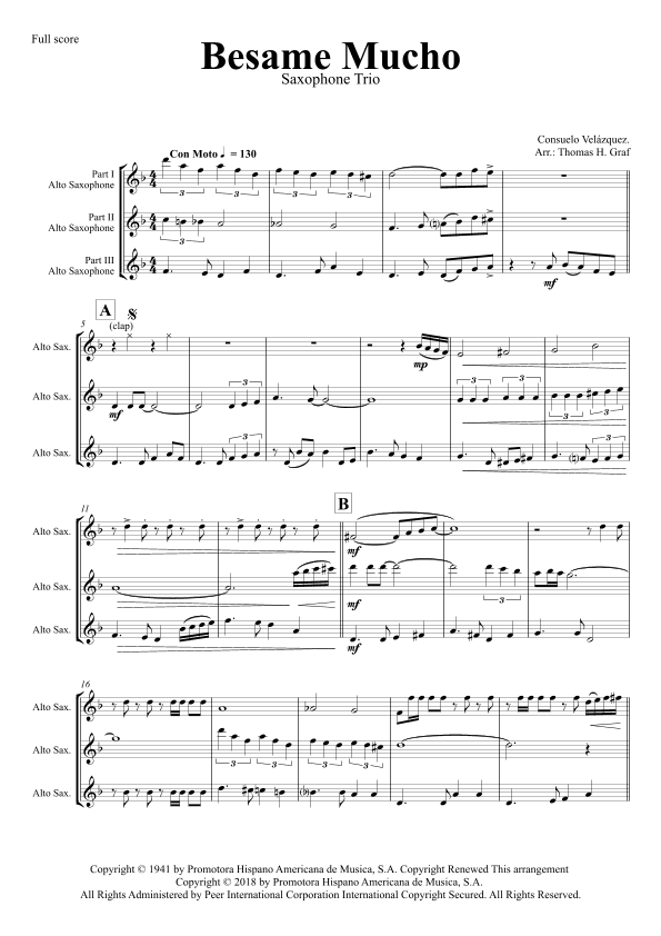 Bésame Mucho (arr. Thomas Graf)