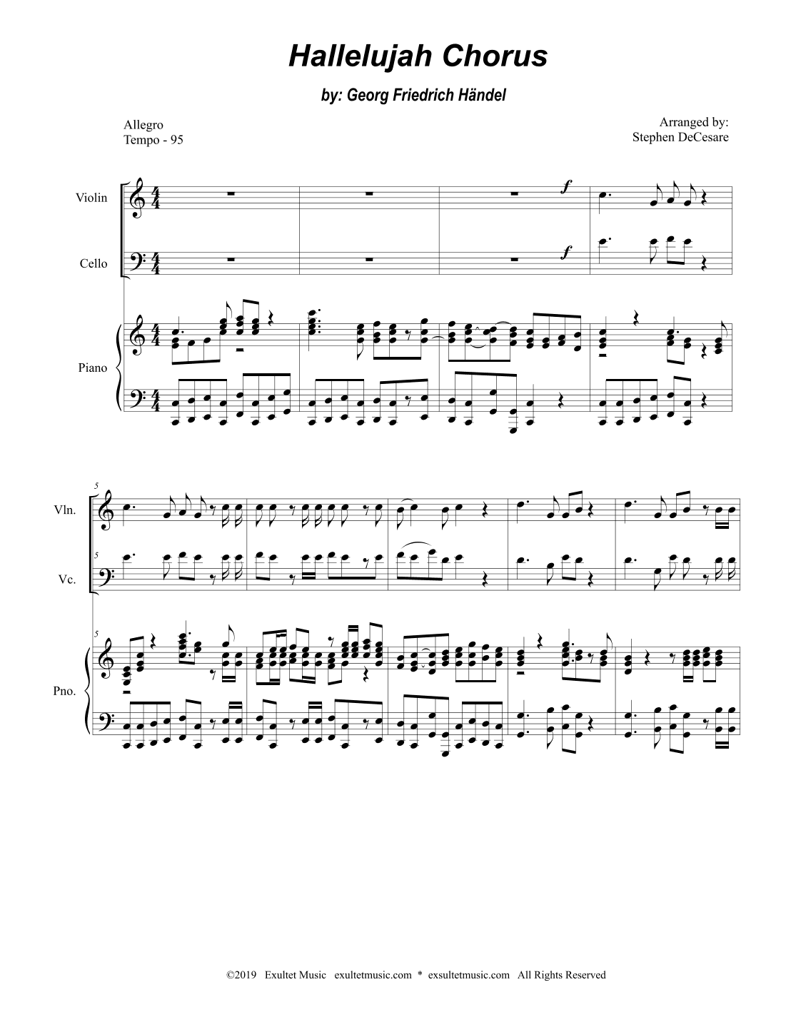 Hallelujah Chorus (Duet for Violin and Cello) (arr. Stephen DeCesare)