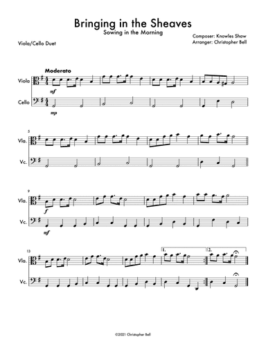 Bringing In The Sheaves - Viola/Cello Duet (arr. Christopher Bell)
