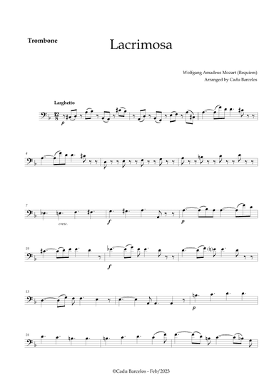 Lacrimosa - Trombone no chords (Mozart) (arr. Cadu Barcelos)