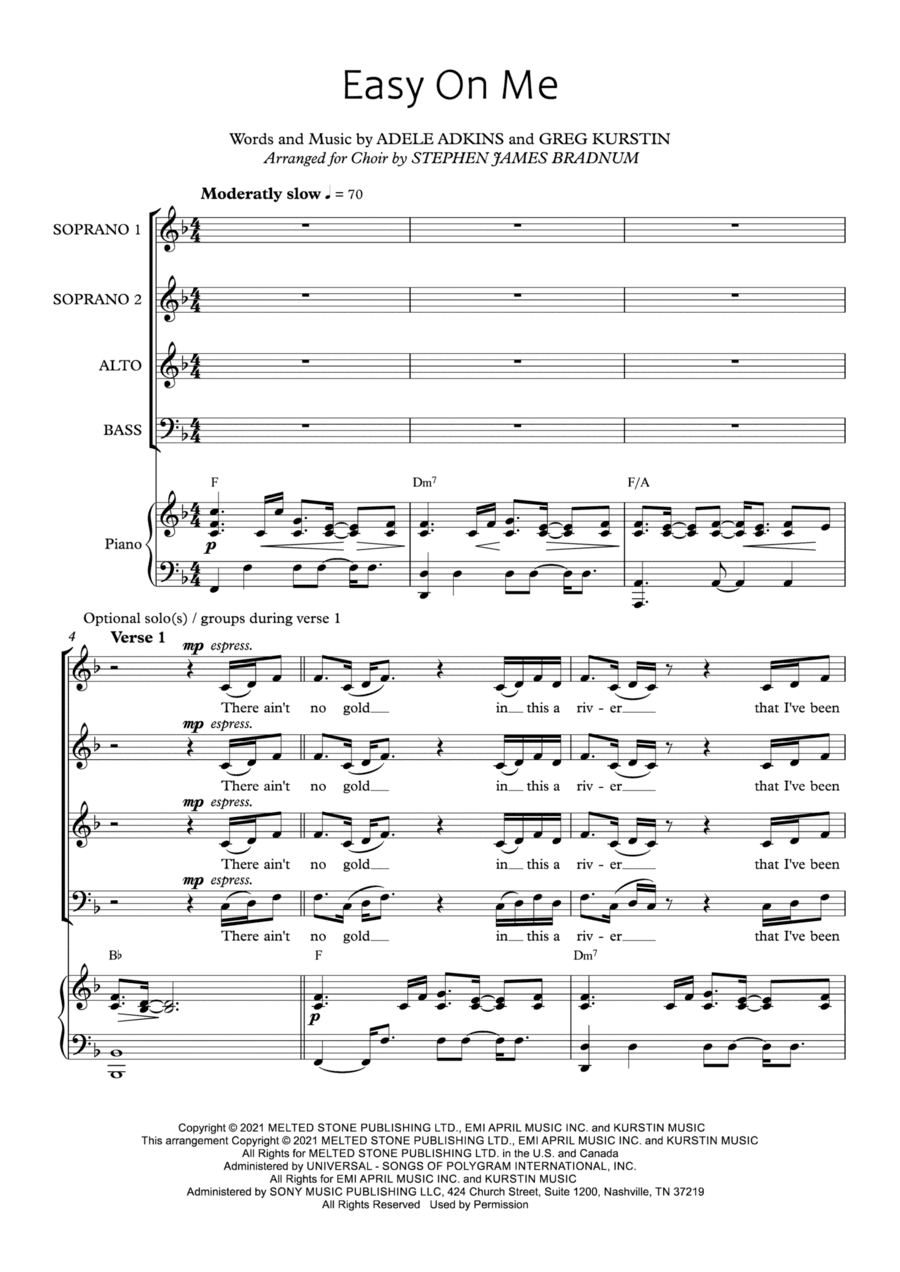 Easy On Me (arr. Stephen James Bradnum)