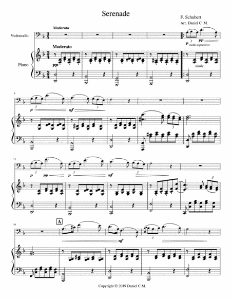 Serenade for cello and piano (arr. Daniel C.M.)