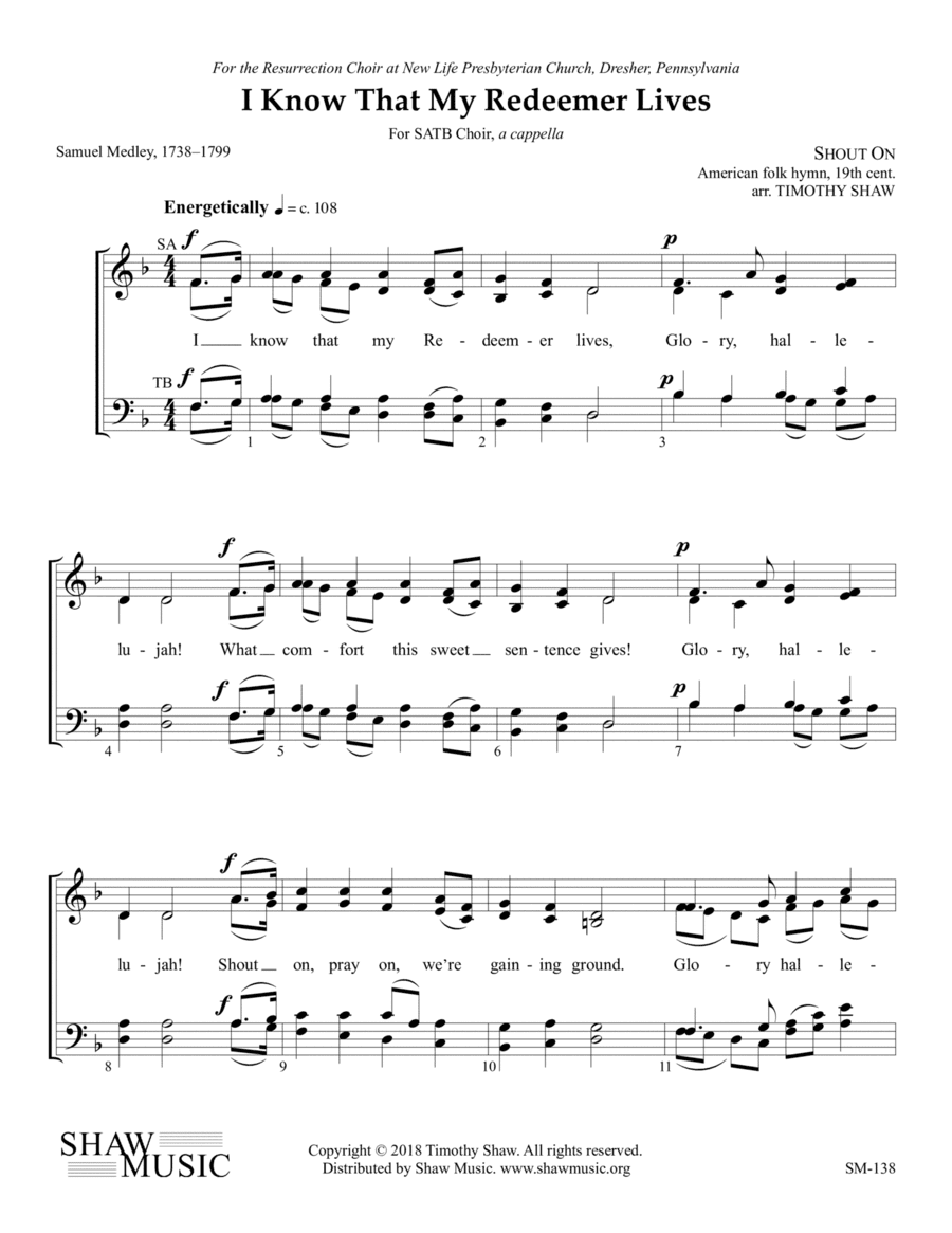 I Know That My Redeemer Lives (arr. Timothy Shaw)