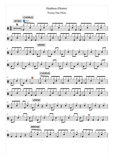 Heathens (arr. Magic Drum Sheets)