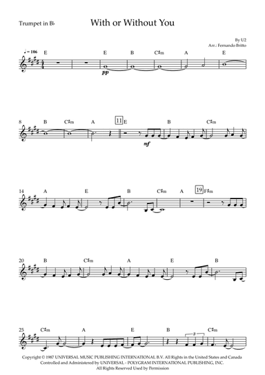 With Or Without You (arr. Fernando Britto)