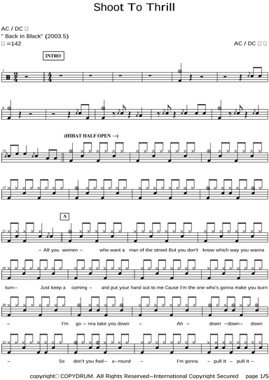 Shoot To Thrill (arr. COPYDRUM)