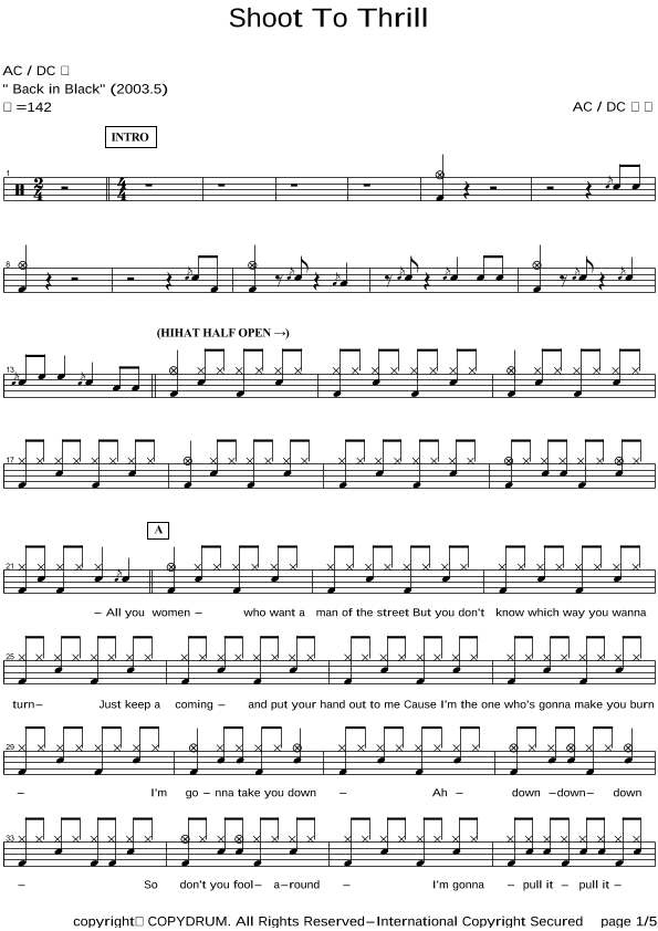 Shoot To Thrill (arr. COPYDRUM)