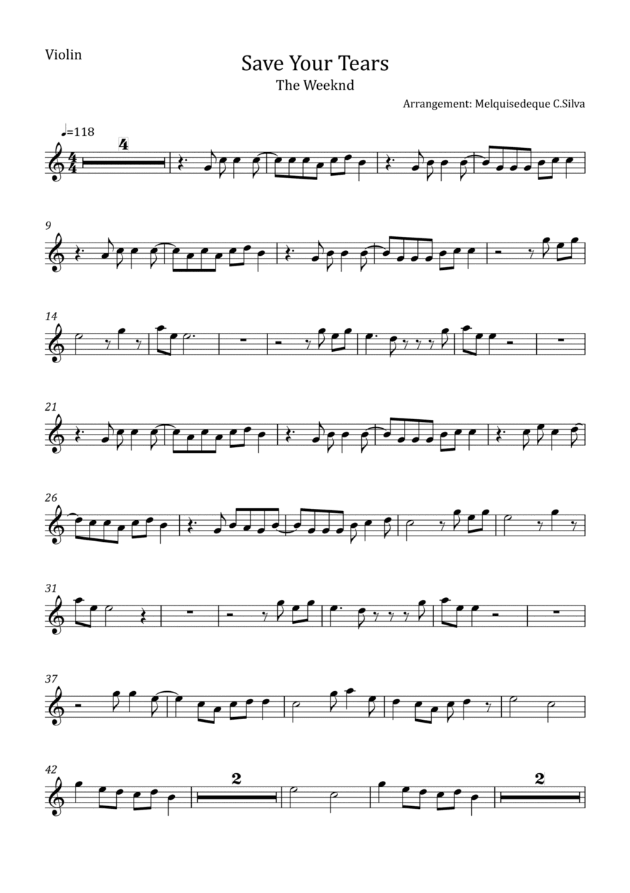 Save Your Tears (arr. Melquisedeque C.Silva)