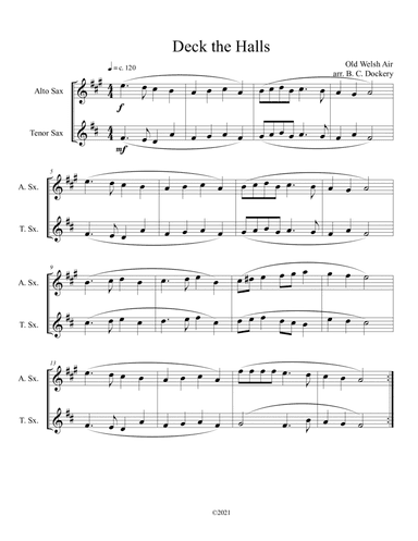 Deck the Halls (Alto and Tenor Sax Duet) (arr. B. C. Dockery)
