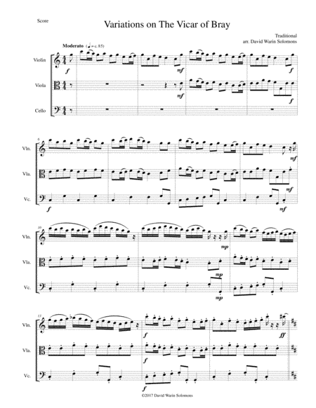 Variations on The Vicar of Bray for string trio (arr. David Warin Solomons)