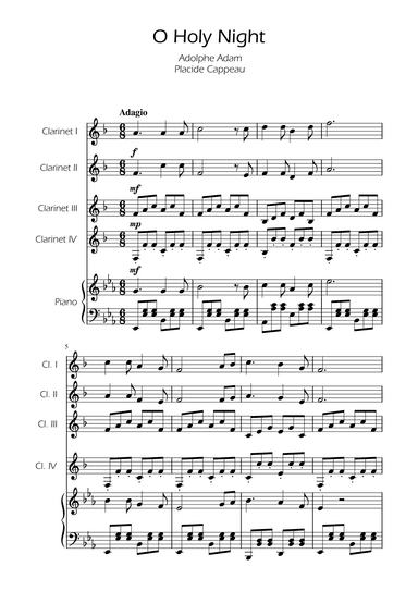 O Holy Night - Clarinet Quartet w/ Piano (arr. Ygor Nunes Silva)