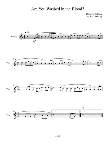 Are You Washed in the Blood? (Violin Solo) (arr. B. C. Dockery)