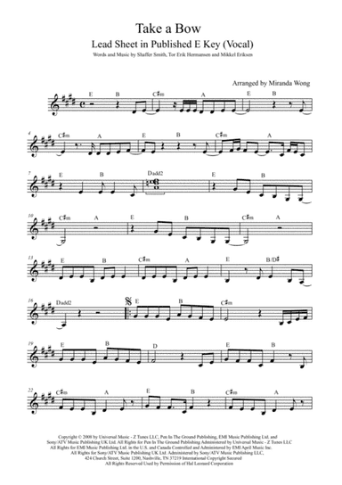 Take A Bow (arr. Miranda Wong)