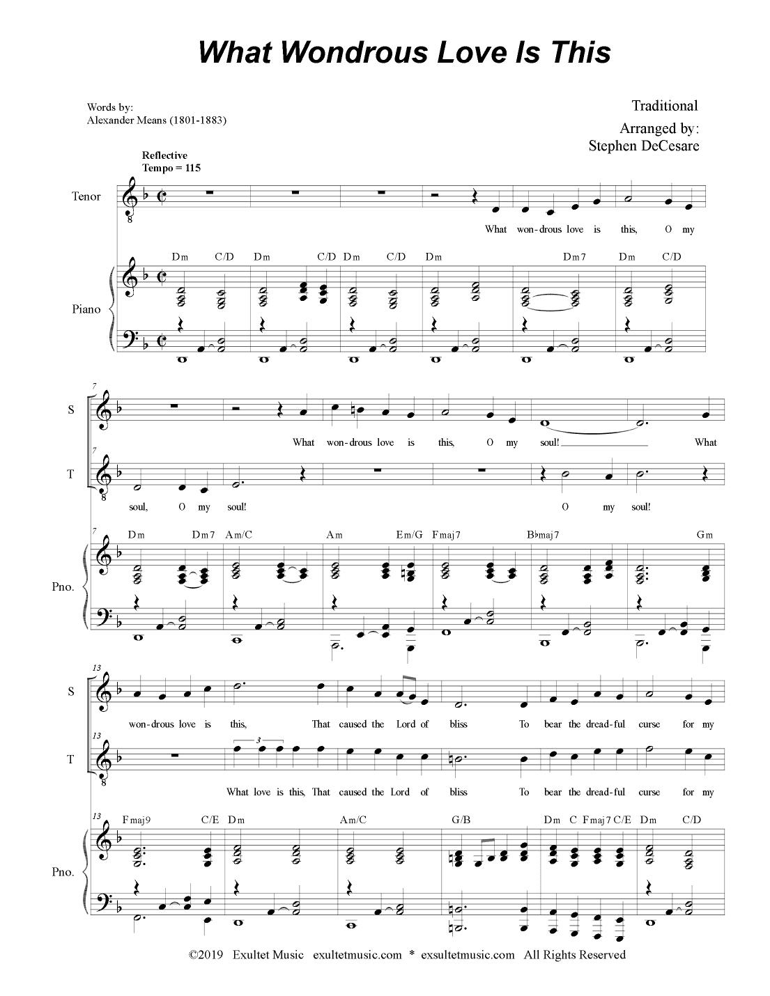 What Wondrous Love Is This (for 2-part choir - (Soprano & Tenor) (arr. Stephen DeCesare)
