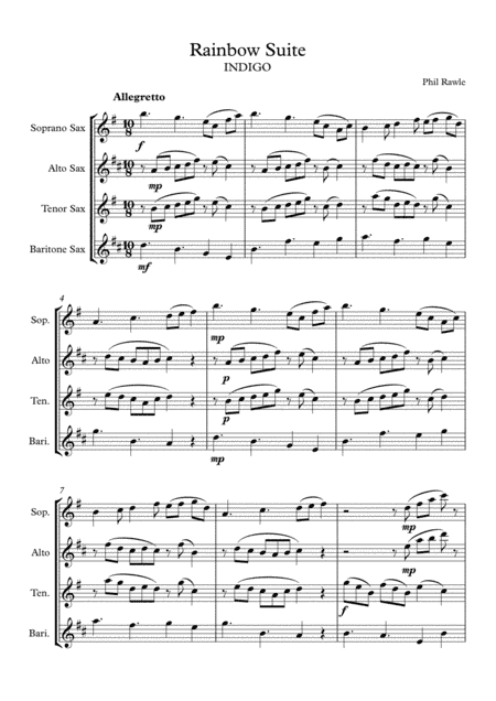 INDIGO from Rainbow Suite - Saxophone Quartet