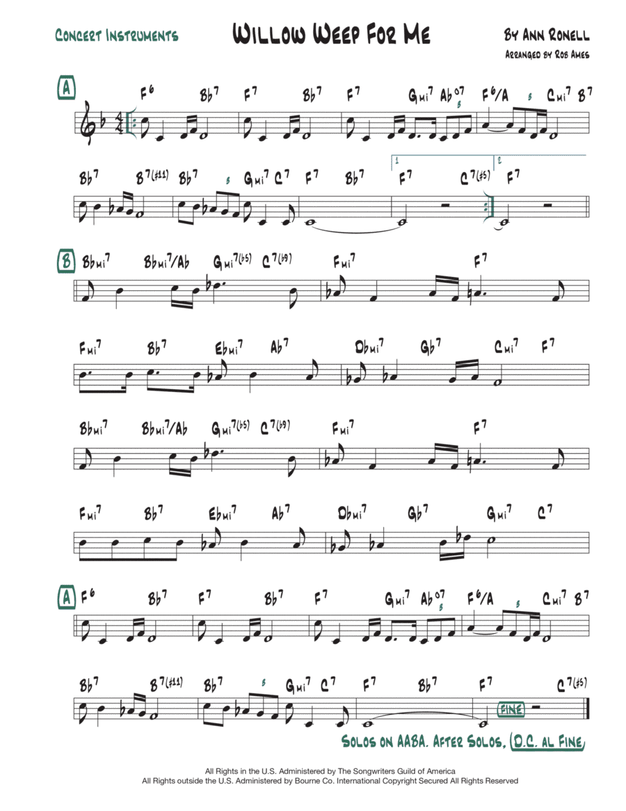 Willow Weep For Me (arr. Rob Ames)