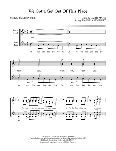 We Gotta Get Out Of This Place (arr. Emily Moriarty)