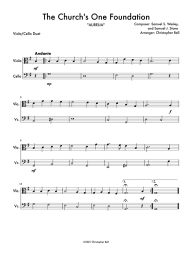 The Church's One Foundation - Viola/Cello Duet (arr. Christopher Bell)