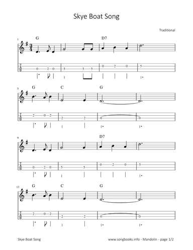 Sky Boat Song (arr. songbooks.info)
