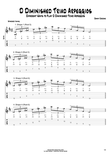 D Diminished Triad Arpeggios (5 Ways to Play)