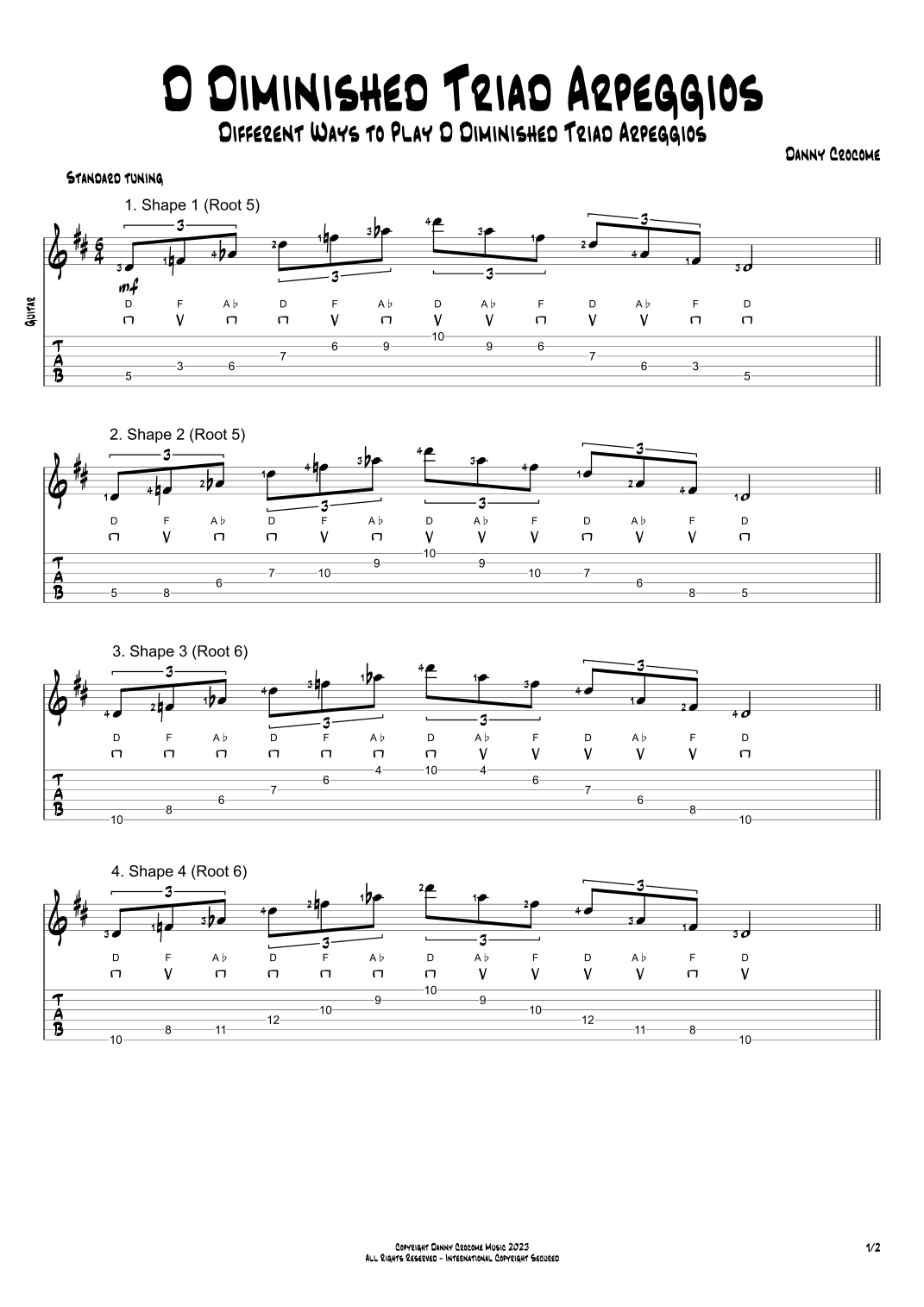 D Diminished Triad Arpeggios (5 Ways to Play)