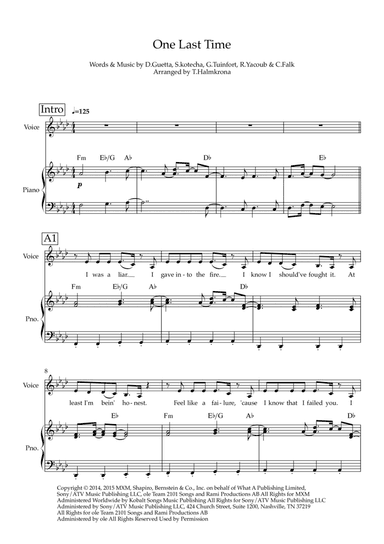 One Last Time (arr. Teemu Halmkrona)