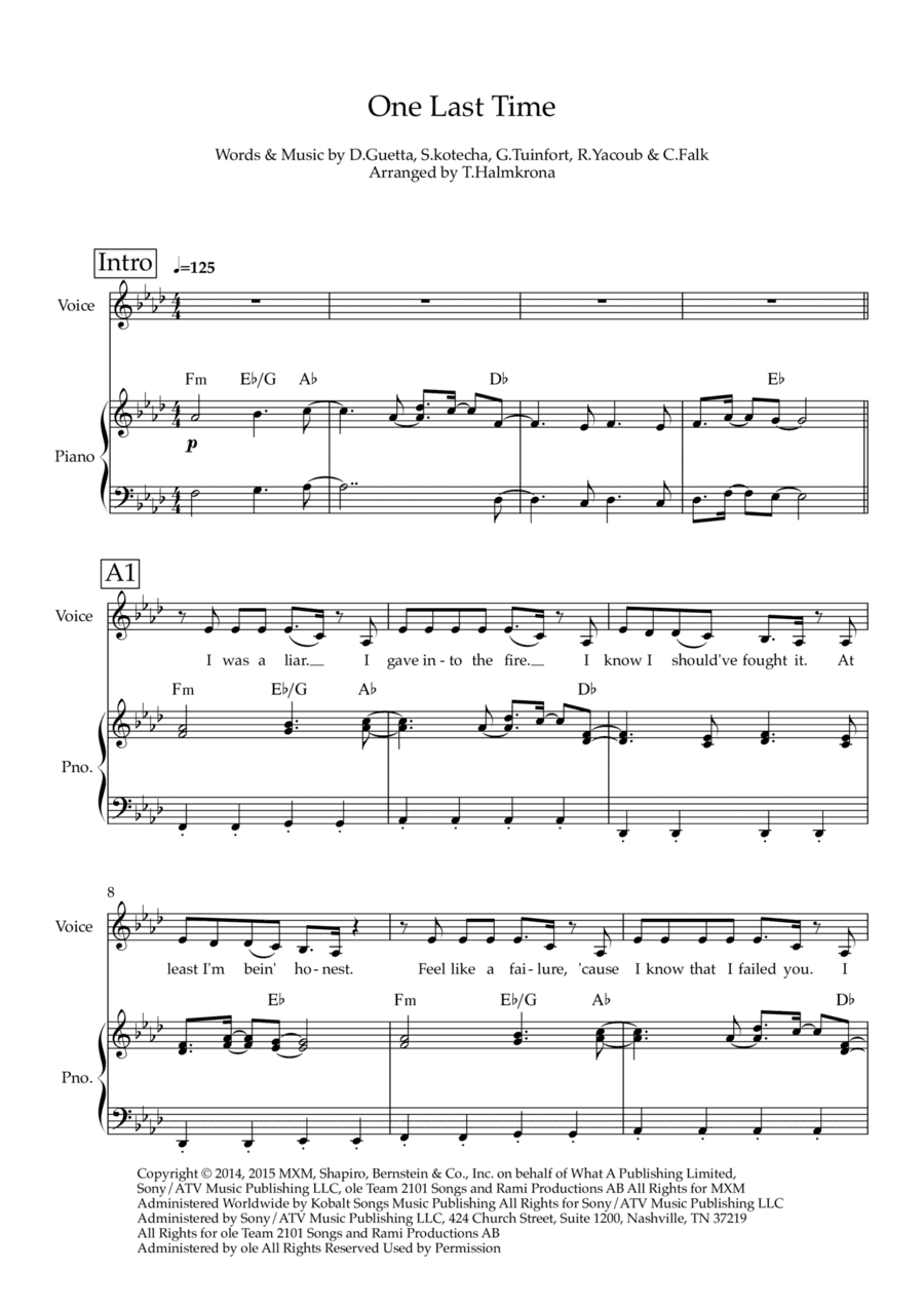 One Last Time (arr. Teemu Halmkrona)