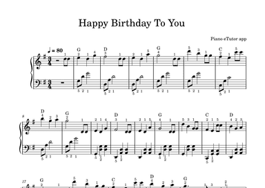 Happy Birthday to You - piano (arr. Piano eTutor app)