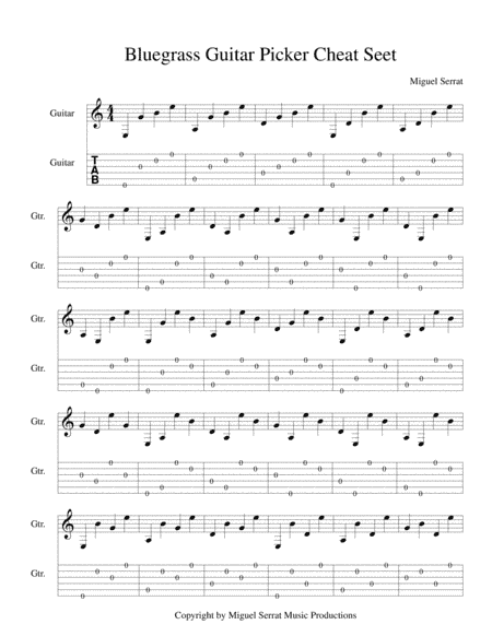 (Bluegrass) Guitar Picking Cheat Sheet