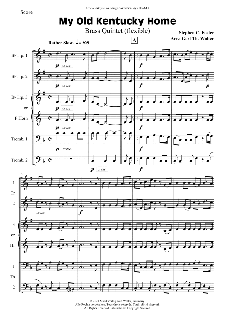 My Old Kentucky Home (arr. Gert Th. Walter)